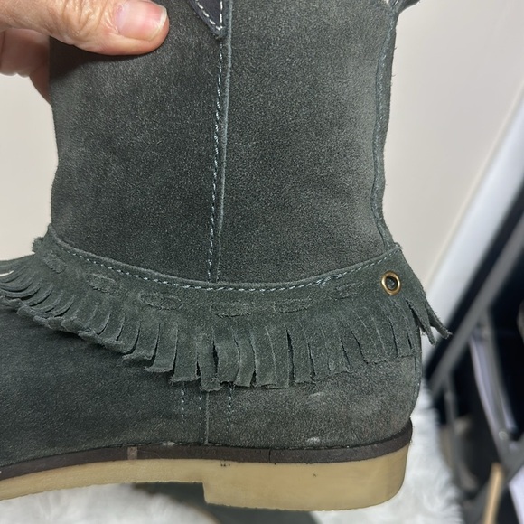 Coolway Womens Ankle Boots Size 39 US 8  Sage Green Suede Fringe - Picture 4 of 7